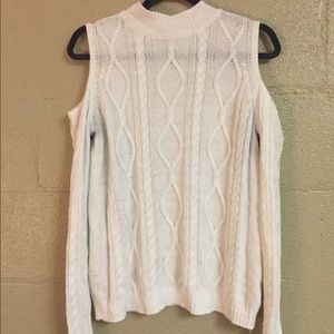 Cold shoulder white sweater